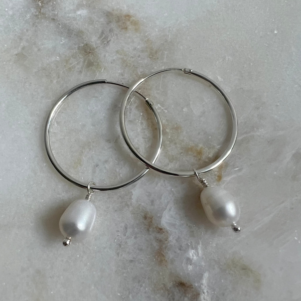 SALE Blank Hoop Silver with Pearls