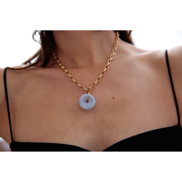 BIG LOVE CHALCEDONY COLLIER SILVER